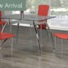 GLASS DINING TABLE WITH 4 BONDED LEATHER CHAIRS BLACK-RED-WHITE2