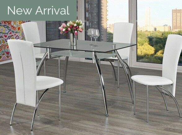 GLASS DINING TABLE WITH 4 BONDED LEATHER CHAIRS BLACK-RED-WHITE3