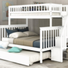 Twin over Double Bunk Bed with trundle in White