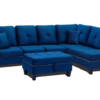 DF-2208 Blue Sofa Sectional with Chaise & Ottoman
