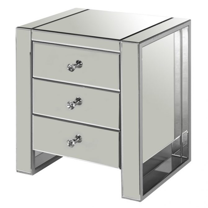 XCGY1149 Mirrored Night Table Furtado Furniture