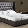 R166 Black Leather Bed