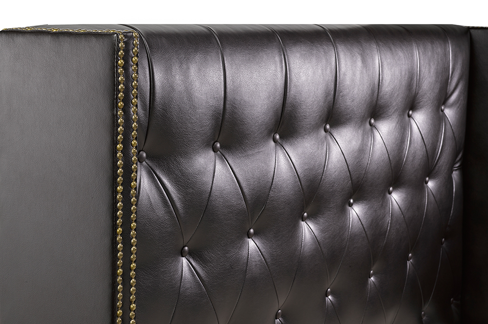 R166 Black Leather Bed Headboard