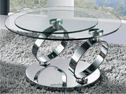 Dimensions: Open 50”L X 30”W X 17”H Closed 30”L X 30”W X 17”H All dimensions are displayed in inches. Features: Base Swivel 360 Degrees Space Saver (Open & Close) Color and Material: 12mm Tempered Glass Chrome Legs & base