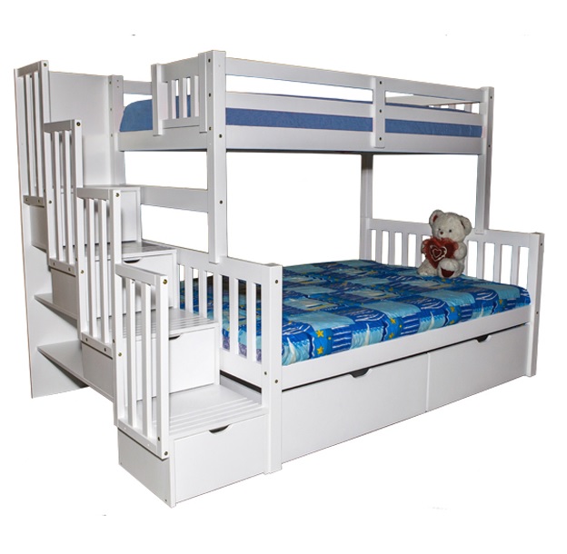 Flamingo Stairway Twin over Full Bunk Bed White
