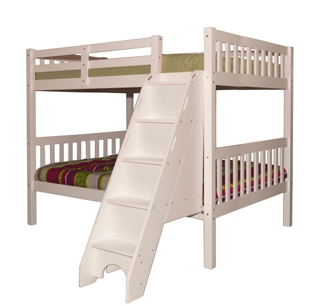 Milan Full over Full Bunk Bed with Stairs White