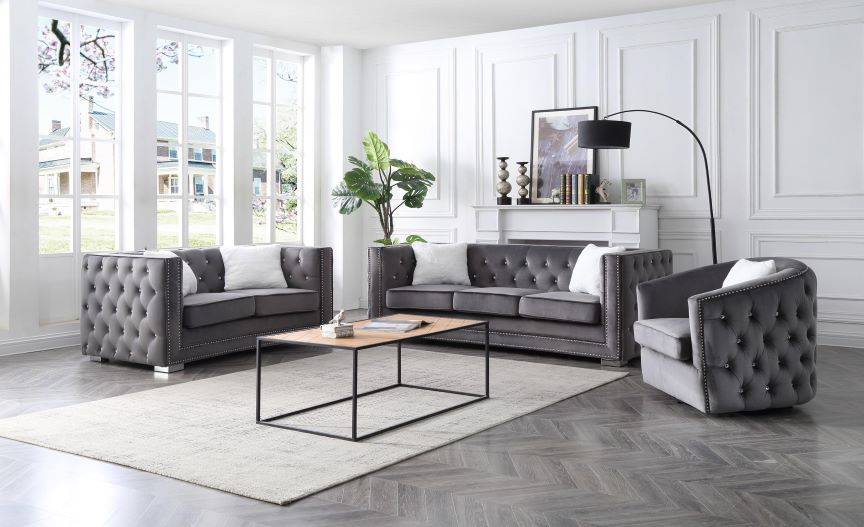 M-3225 Gray Fabric Sofa Set - Furtado Furniture