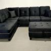 DF-2208 Black Sofa Sectional with Chaise & Ottoman2